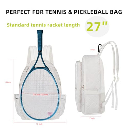 YEEGO DIRECT Tennis Bags for Women, Tennis Backpack Pickleball Racket Bags,Water-Resistant Sling Tote Padel Bag for Pickleball Tennis Badminton, Cute Gifts for Women Girl, Duffle Bag Gym Travel - color: White