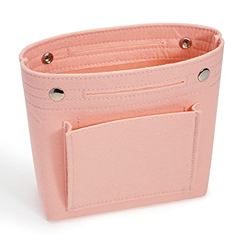 Vercord Mini Slim Small Felt Purse Organizer Insert Inside Handbag Tote Pocketbook for Women Pale Pink - color: A-mini-pale pink new