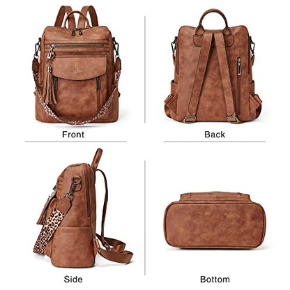 Shrrie Backpack Purse for Women Fashion Leather Backpack Purse Designer Travel Backpack Convertible Shoulder Bag with Wristlet - color: 1-2 Nubuck Brown