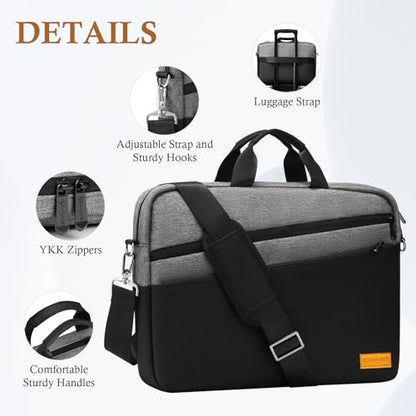 bagasin 15 15.6 16 inch Laptop Computer PC Shoulder Bag Carrying Case, Water-Repellent Fabric Briefcase, Lightweight Toploader, Business Casual or School - color: Grey, size: 15-16