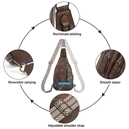 CLUCI Crossbody Bags for Women Men,Leather Sling Bag Cross Body Backpack for Woman Gifts for Women Birthday Unique - color: 0-4 Coffee