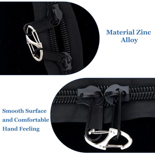 HINZIC 10pcs Anti Theft Zipper Locks, Dual Opening Theft Deterrent Clasps, Zipper Clips Replacement for Backpacks, Luggage, Clothing, Traveling Outdoor Sports- Black & Silver - color: 10pcs- Black & Silver