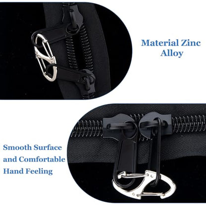 HINZIC 10pcs Anti Theft Zipper Locks, Dual Opening Theft Deterrent Clasps, Zipper Clips Replacement for Backpacks, Luggage, Clothing, Traveling Outdoor Sports- Black & Silver - color: 10pcs- Black & Silver