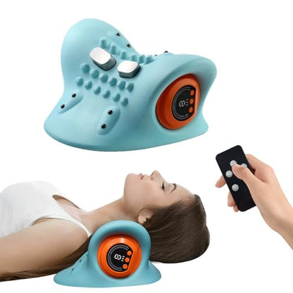 2026 Upgraded 3-in-1 Neck Massager, Portable Cervical Traction Device, 3 Heat Levels & 3 Vibration Modes, Ergonomic Support for Neck Pain Relief & Muscle Relaxation, Home & Office Use