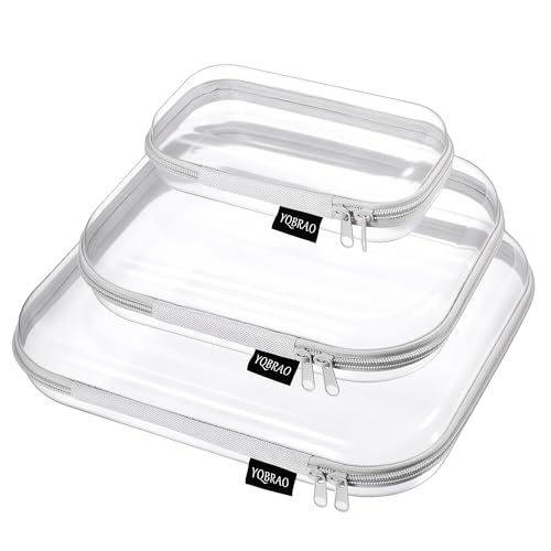 YQBRAO 3-Piece Clear Hard Shell Zipper Case Set, 1L 1M 1S, Gray - color: Grey, size: LMS