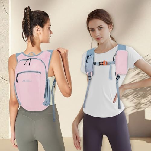 Hiking Backpack 10L/15L Small Daypack Lightweight Packable Travel Foldable Water Resistan for Women Men (Pink, 10L) - color: Pink, size: 10L