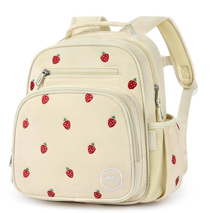 mibasies Toddler Backpacks for Girls 2-4: Quilted Backpack for Preschool Prek Daycare - Cute 12 Inches Bookbag for Little Kids Strawberry Beige - color: Strawberry Beige, style: Toddler-12"h(not Fit Folder)