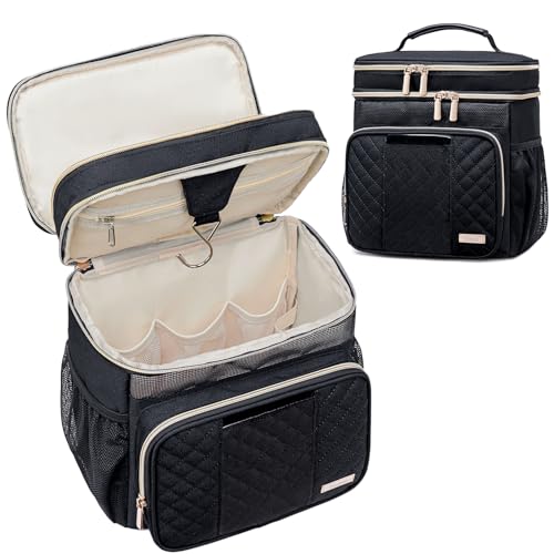 Tealari Large Toiletry Bag for Women Men,Bathroom Bag,Water Resistant Shower Bag,Makeup Bag,Portable Shower Caddy for College Dorm,Hanging Travel Toiletry Bag with Transparent Waterproof Phone Pocket - color: Black