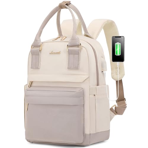 LOVEVOOK Mini Backpack for Women Stylish Waterproof Backpack Purse with USB Port, Cute Daypack for College Travel Party - color: Nude & Beige, size: 11 Inch