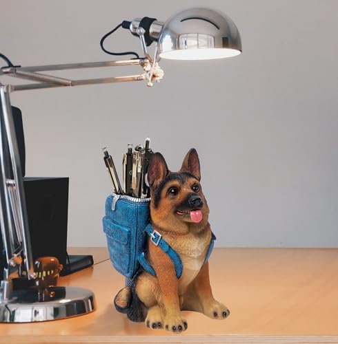 Cute Dog Pen Holder for Desk, Pencil Holder, Creative Desktop Pen Organizer Pencil Cups, Unique Desk Accessories Decor for Home Office School, German Shepherd Gifts for Dog Lovers - style: German shepherd