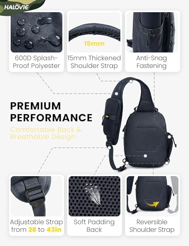 HALOVIE Anti-theft Tactical Sling Bag RFID Navyblue Military Shoulder Bag with Phone Pack EDC Molle Crossbody Bag for men - color: Navyblue