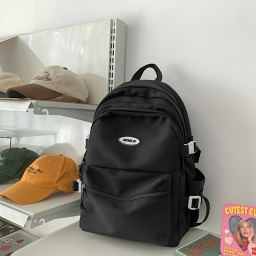 VTTDB Kawaii Backpack with Cute Accessories Casual Aesthetic Daypack Simple Laptop Bag Waterproof Travel Rucksack for Women (black) - color: Black