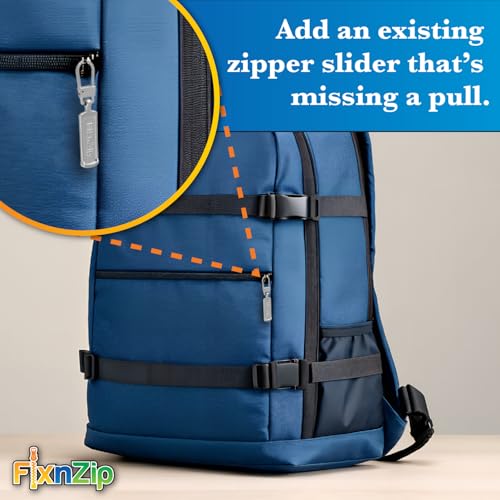 FixNZip Medium to Large Nickel Zipper Pull Replacements (4-Pack) | Universal Clip-On Pull Tabs for Zipper Repair, Sliders & Luggage, Jackets, Backpacks, Tents, Sleeping Bags & Outdoor Gear - color: Nickel