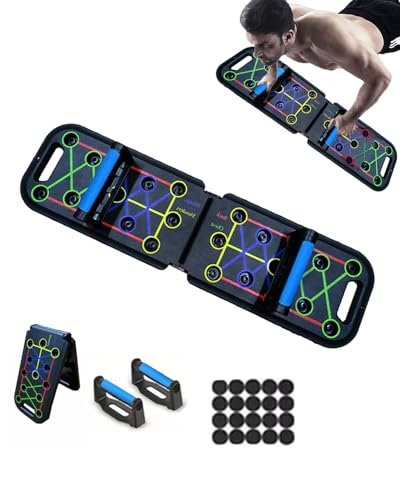 12-In-1 Push Up Board,Portable Pushup Bars for Men, Muscle Max Press Up Boards,Foldable Gym Home Exercise Board,Multi-function Push-Up Stand,Home Workout Equipment with Resistance Bands