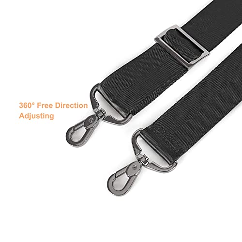 MOSISO 56 inch Shoulder Strap, Adjustable Thick Soft Universal Replacement Non-Slip Fit Padded with Metal Swivel Hooks for Laptop Shoulder Bag/Laptop Messenger Bag/Crossbody Bag, Black - color: Black