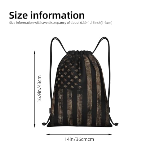 Gianlaima Camo Brown Camouflage American Flag Drawstring Backpack Sport Gym Sack Yoga Dance Travel Bag For Men & Women - color: Black7