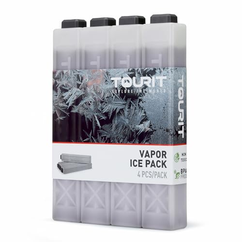 TOURIT Ice Packs for Coolers Reusable Long Lasting Freezer Packs for Lunch Bags/Boxes, Cooler Backpack - color: 4Pack-Grey, size: Large