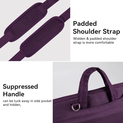 Voova Laptop Bag 17 17.3 Inch Water-resistant Laptop Sleeve Case with Shoulder Straps & Handle, Computer Case Cover Slim Briefcase Compatible with 17-18” Hp Dell Asus Acer, Dark Purple - color: Dark Purple, size: 17-17.3 In
