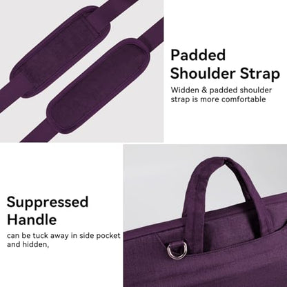 Voova Laptop Bag 17 17.3 Inch Water-resistant Laptop Sleeve Case with Shoulder Straps & Handle, Computer Case Cover Slim Briefcase Compatible with 17-18” Hp Dell Asus Acer, Dark Purple - color: Dark Purple, size: 17-17.3 In