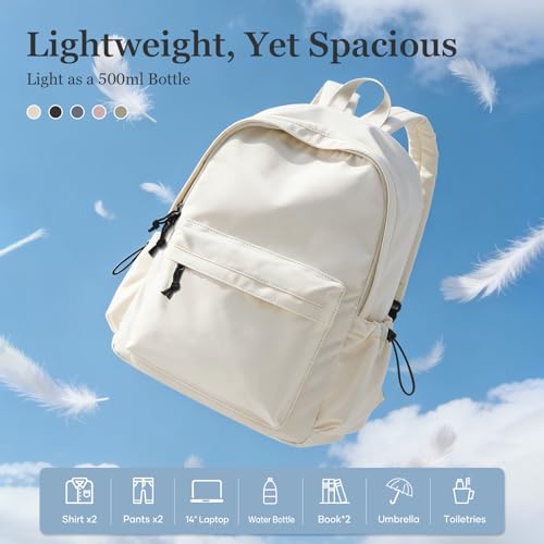White Bookbags For Teen Girls Boys Waterproof College Backpack Middle School bags Lightweight Travel Rucksack Casual Daypack Laptop Backpacks For Men Women - color: A5-beige