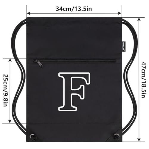 HOLYLUCK Drawstring Bags Initial Backpack Sackpack Cinch Bags for Sports, Gym, Travel, Beach(Black-F) - color: Black-f