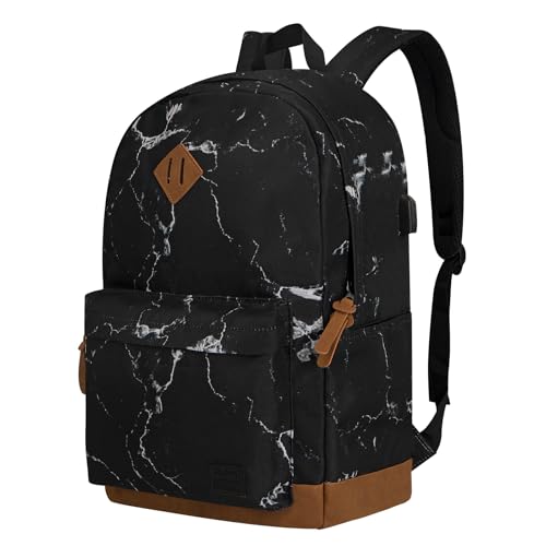 Goloni Backpack for Men Women,Travel Laptop Backpack, Water Resistant 17.3 Inch USB Charging Backpack, Large Capacity Work Commute Bag,Black White - color: Black White, size: Medium