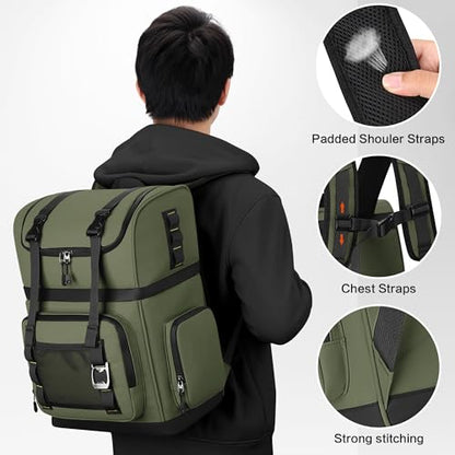 Large Waterproof Insulated Cooler Backpack for Men & Women, Double Decker Leak Proof Cooler Backpack for Beach, Camping, Picnic, Travel, 26L, 44Cans - color: Green