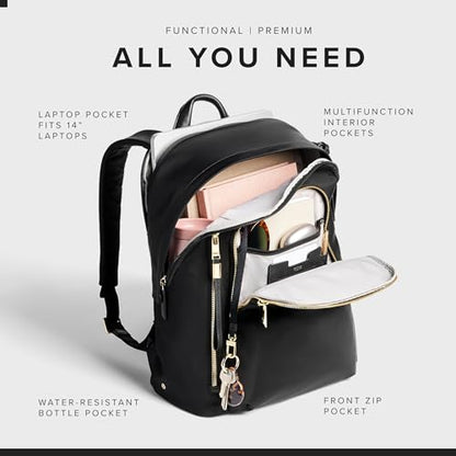 TUMI - Voyageur Halsey Backpack - Travel Backpack - For Business, Fashion, Commute - Holds Up to 14" Screens - Black & Gold - color: Black & Gold Hardware