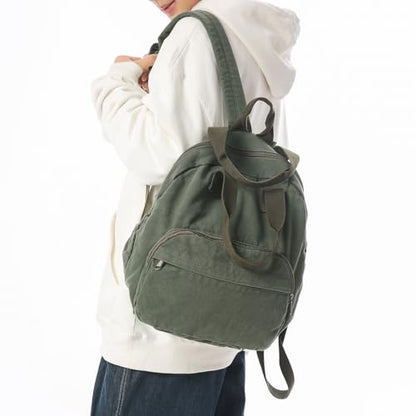 MaxxCloud Unisex Casual Canvas Laptop Backpack,Lightweight Work Daypack Travel Bag,Men Women Top Handle Rucksack - color: Green