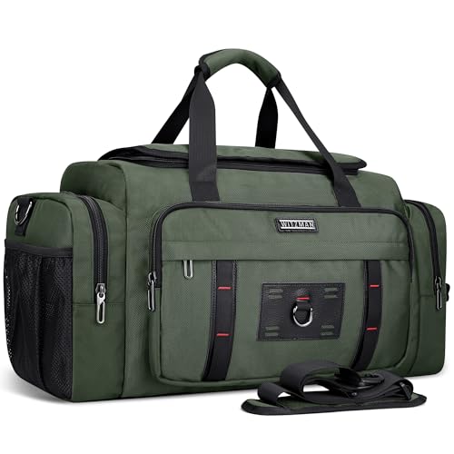 WITZMAN Duffle Bag for Men Large Overnight Carry On Weekender Bag with Shoe Compartment Sports Gym Duffle Bags for Traveling(B719 Army Green) - color: Army Green
