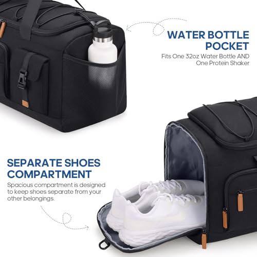 Gym Bag for Men and Women with Shoe & Laptop Compartment Sport Duffle Bag - color: Black