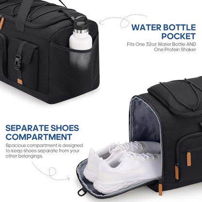Gym Bag for Men and Women with Shoe & Laptop Compartment Sport Duffle Bag - color: Black