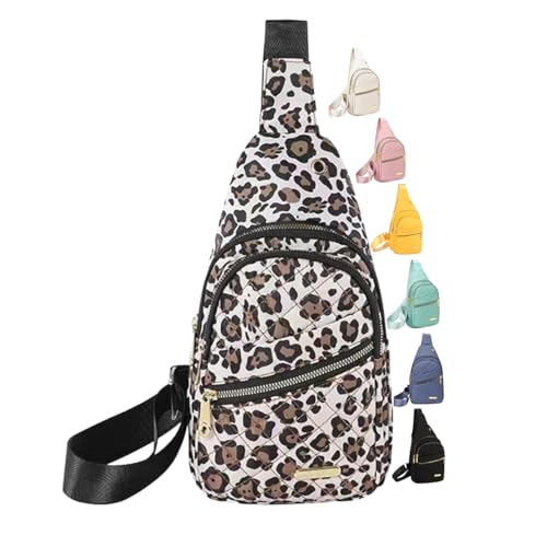 Crossbody Small Sling Backpack Sling Bag for Women Men, Chest Bag Daypack Crossbody for Travel Sport Running Hiking (Leopard Print) - color: Leopard Print