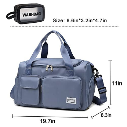 Small Gym Bag for Women, Travel Duffle Bag Carry On Weekender Bag with Shoe Compartment - color: 04#Blue, style: Gym Bag&toiletry Bag