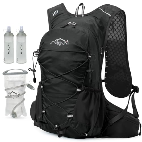 IX INOXTO Hydration Backpack, 18L Lightweight Hiking Backpack with 2L Water Bladder Daypack Women Men, Water Backpack Insulated Hydration Pack for Hiking, Running, Festival, Cycling - color: All Black