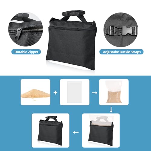 10 Packs Sandbags with 10 PE Bags, Heavy Duty Sand Bags, Sand Bags for Weight with Zipper and Buckle Straps for Support Light Stand, More 2/4/6/8/10/12 Packs Sand Bag to Choose. - size: 10 PCS