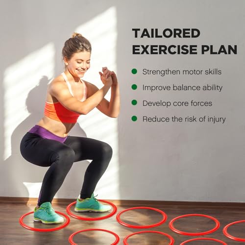 Deekin Agility Rings Speed and Agility Training Rings Exercise Speed Circle Jumping Hoops for Training Toss Equipment - color: Red, size: 15 Inch