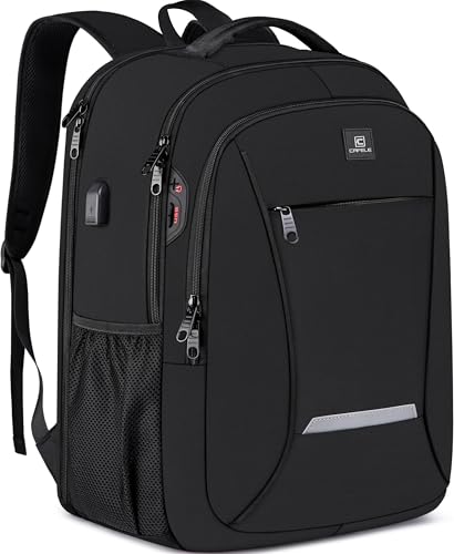 CAFELE Laptop Backpack, 17.3 Inch, Water-Repellent, USB Charging Port, for Business Travel School (Black, 17.3 inches) - color: Black