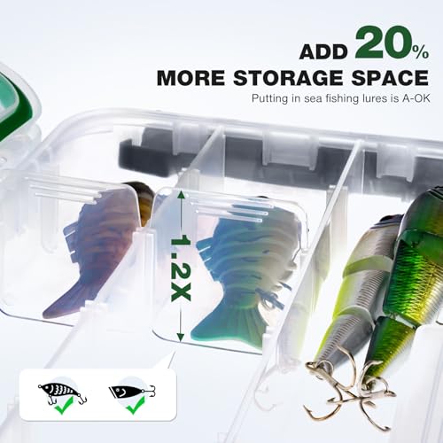 Ghosthorn Fishing Tackle Box, Waterproof 3600 and 3700 Tackle Trays, Plastic Tackle Box Organizer with Removable Dividers Storage Lure Box for Lures 2 Pack (3700 * 2) - style: 3700*2