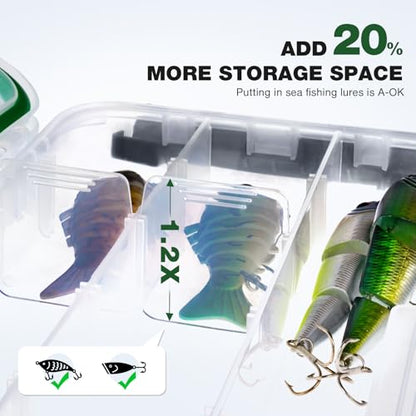 Ghosthorn Fishing Tackle Box, Waterproof 3600 and 3700 Tackle Trays, Plastic Tackle Box Organizer with Removable Dividers Storage Lure Box for Lures 2 Pack (3700 * 2) - style: 3700*2