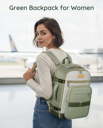 Taygeer Underseat Personal Item Backpack for Airlines, Dirt-resistant TSA Approved Frontier Airlines Personal Item Bag with 2 Packing Cubes, 35L Travel Carry on Backpack for Airplanes women, Green - color: Green