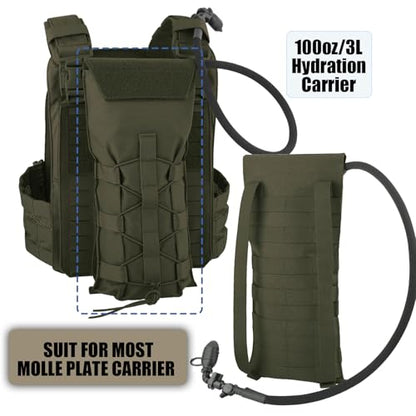 PETAC GEAR 1.5L / 3L Tactical Hydration Pack，Molle Carrier Pouch for 50 oz /100 oz Hydration Bladder Daypack Water Backpack. - color: RG, size: 3L bag only