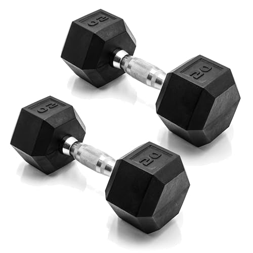 CAP Barbell Coated Dumbbell Weight | Multiple Options Pairs & Sets - size: 20 lb - Pair, style: Chrome Handle