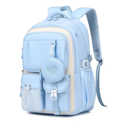 MOONBABY Girls Backpack, Kids Backpack for Girls, School bag for Primary Elementary Teenage, Middle School Students Bookbag - color: Blue