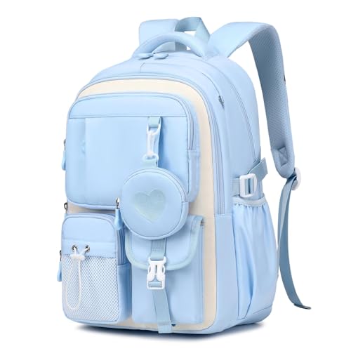 MOONBABY Girls Backpack, Kids Backpack for Girls, School bag for Primary Elementary Teenage, Middle School Students Bookbag - color: Blue