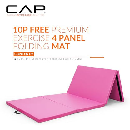 CAP Barbell All Purpose Folding Anti Tear Exercise Training Aerobic Fitness Gym & Gymnastics Balance Mat | Multiple colors - color: Pink, style: 10' x 4' x 2.0" Thick