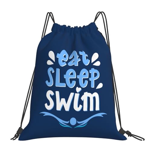 Eat Sleep Swim Unisex Drawstring Backpack Bag Sport Gym Travel Swim Sackpack - color: Eat Sleep Swim