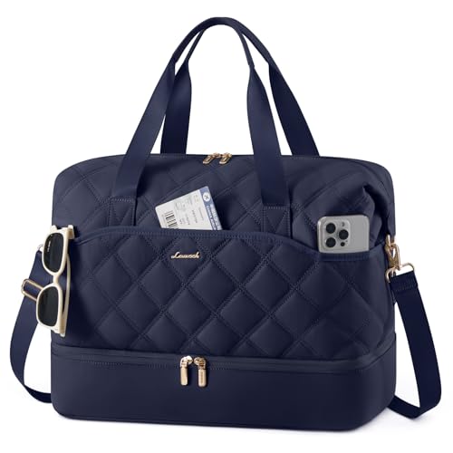 LOVEVOOK Weekender Bags for Women with Shoe Compartment, Lightweight Travel Duffle Bag, Hospital Overnight Bags, Personal Item Carry On Bag for Gym (Navy - Blue, 35L - Medium) - color: Navy - Blue, size: 35L - Medium
