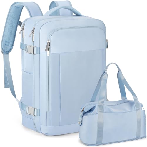 RDTGO Travel Backpack For Women,Personal Item Travel Bag Fits 17" Laptop,Flight Approved Carry-On Backpack, Hiking Backpack,Waterproof Outdoor College Casual Daypack (Blue) - color: Blue