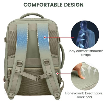 LOVEVOOK Travel Backpack For Women,50L Carry On Backpack Flight Approved,TSA Personal Item Travel Bag Fits 18 Inch Laptop,Business Weekender Overnight Daypack with Toiletry Bag and Cubes - color: Grey and White and Black, size: 18 Inch-50L-4Pcs